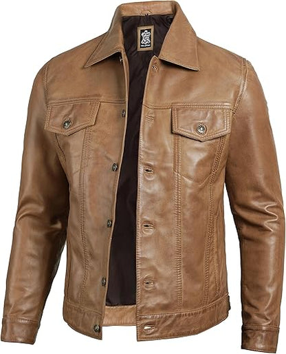 trucker men jackets lambskin