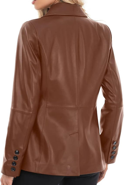 blazer style leather jacket women
