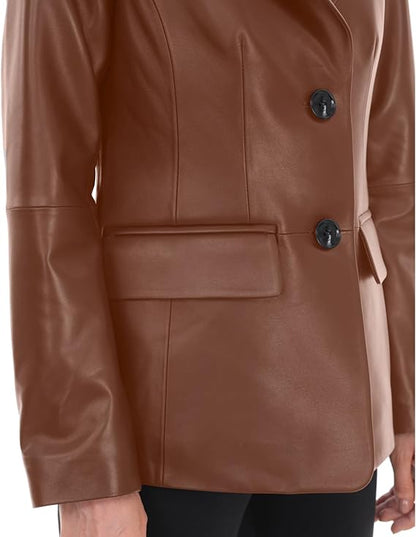 blazer style leather jacket women