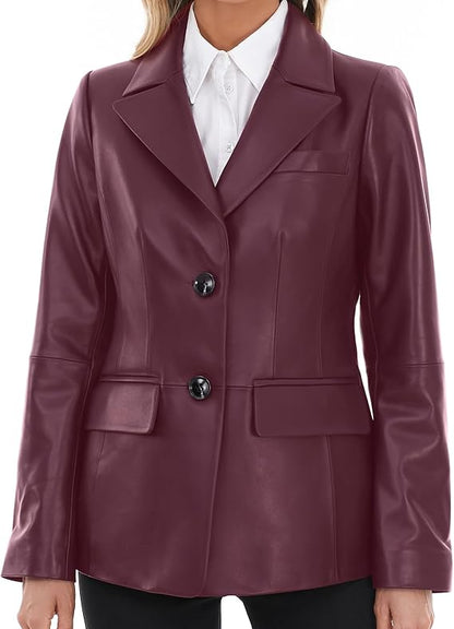 blazer style leather jacket women