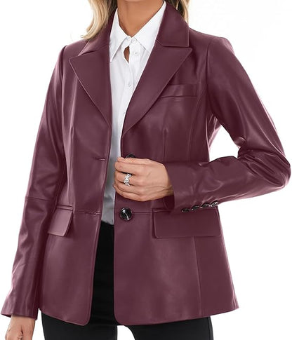 blazer style leather jacket women