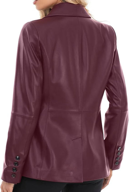 blazer style leather jacket women