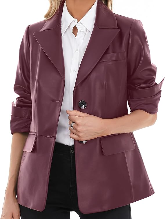 blazer style leather jacket women