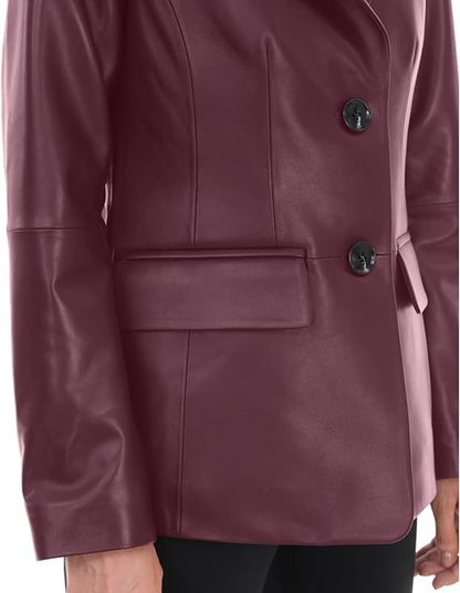 blazer style leather jacket women