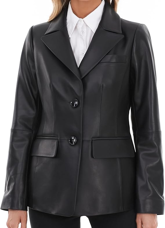 blazer style leather jacket women
