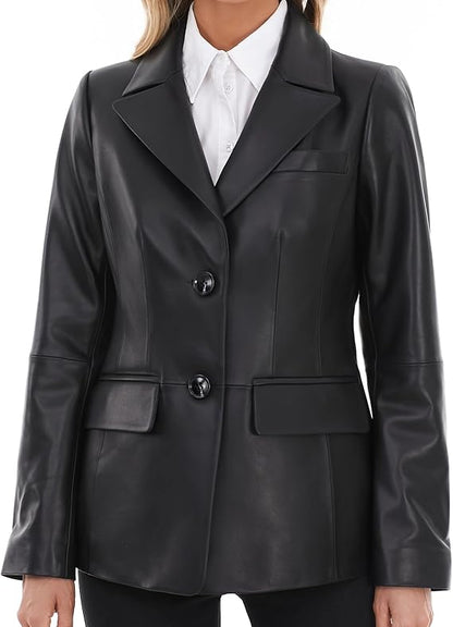 blazer style leather jacket women