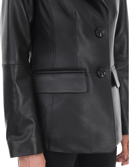 blazer style leather jacket women
