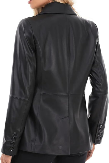 blazer style leather jacket women