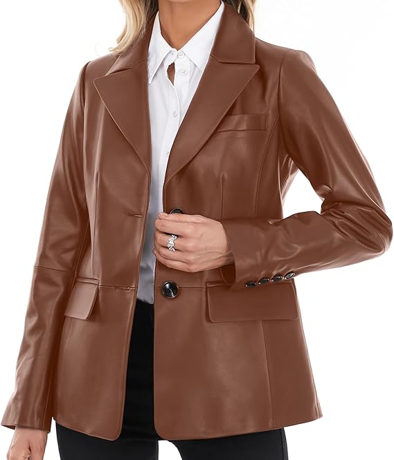 blazer style leather jacket women